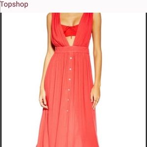 Flowy red beach dress